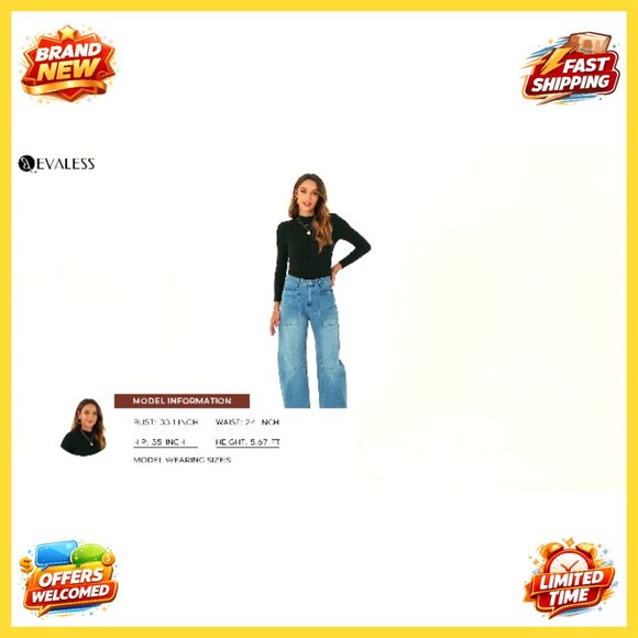 High Waisted Baggy Barrel Jeans Wide Leg Ankle Pants Stretch Denim - Picture 7 of 7